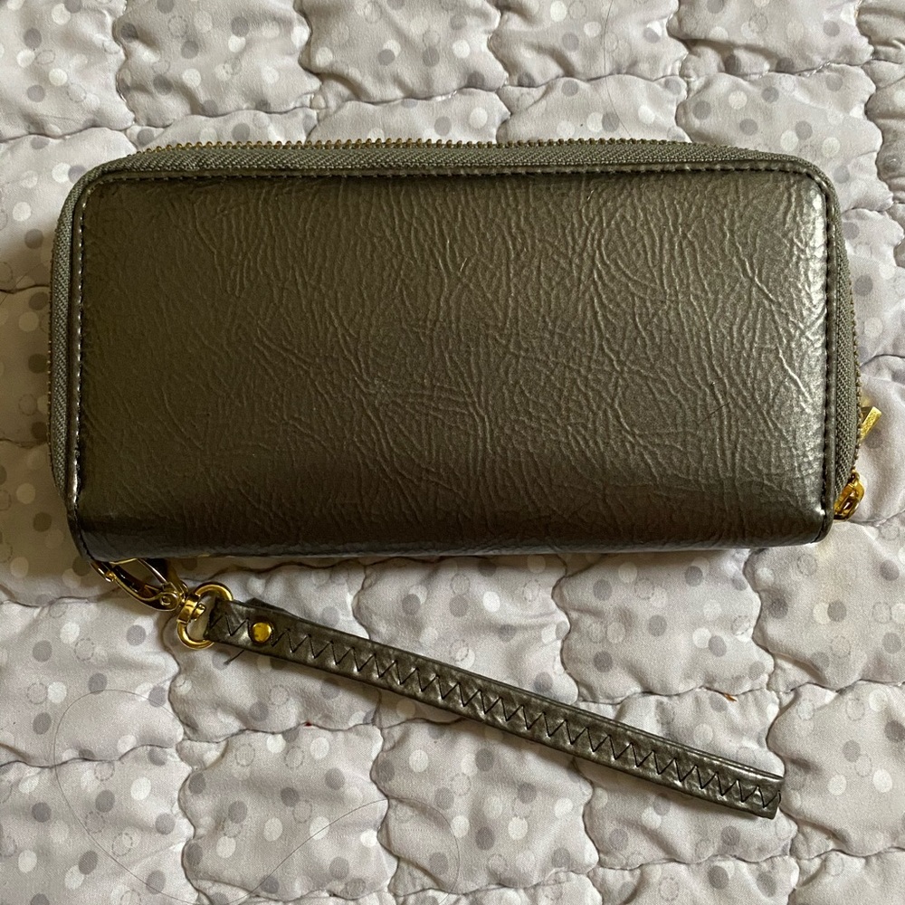 Saks Off 5th silver wallet wristlet